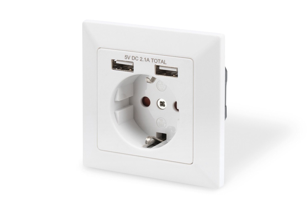 DIGITUS DA-70613 2xUSB 250V schuko süllyesztett fali aljzat