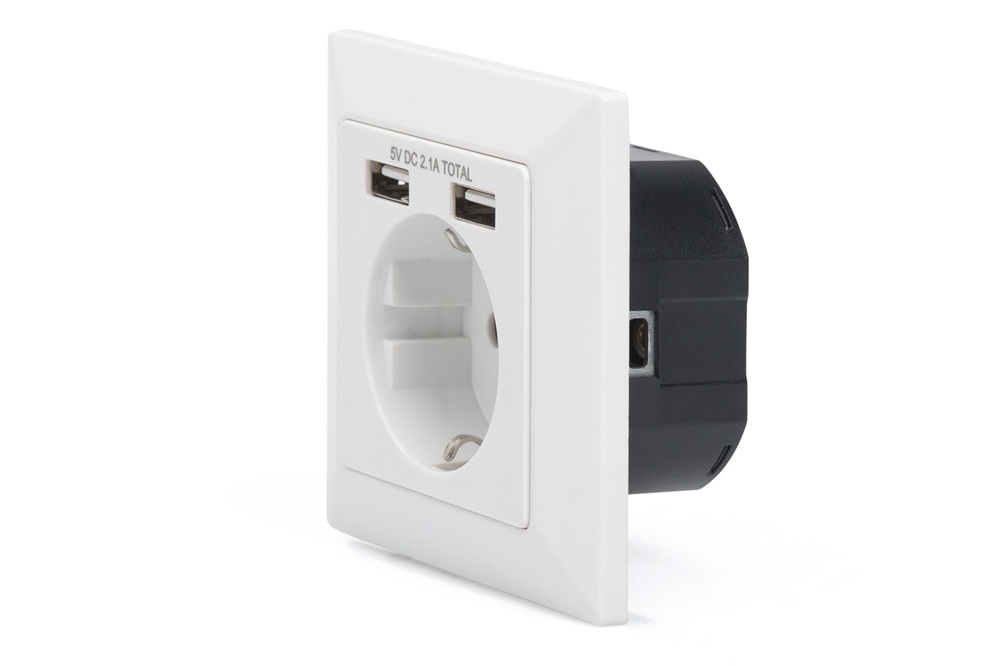 DIGITUS DA-70613 2xUSB 250V schuko süllyesztett fali aljzat