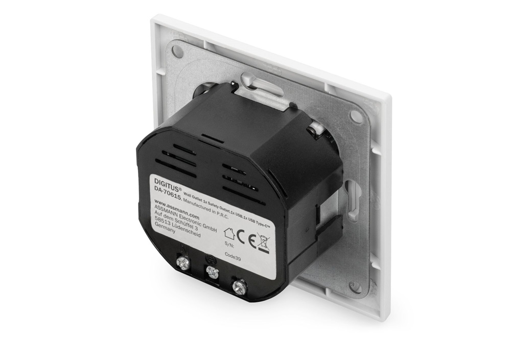 DIGITUS DA-70615 1x USB Type-C 1x Type-A 250V schuko süllyesztett fali aljzat