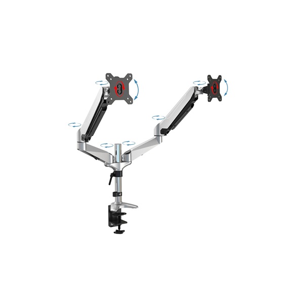 DIGITUS DA-90353 C-bilincses gázrugós univerzális (VESA 75 / 100) 2-es ezüst monitor tartó konzol