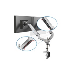 DIGITUS DA-90353 C-bilincses gázrugós univerzális (VESA 75 / 100) 2-es ezüst monitor tartó konzol