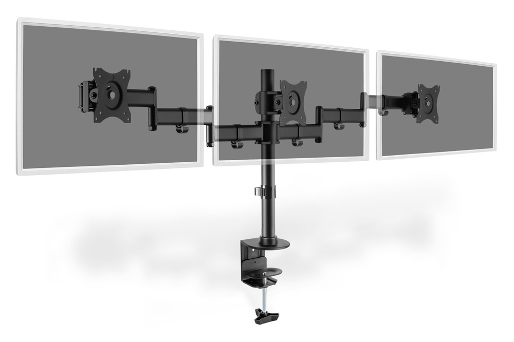 DIGITUS DA-90362 C-bilincses univerzális (VESA 75 / 100) 3-as fekete monitor tartó konzol