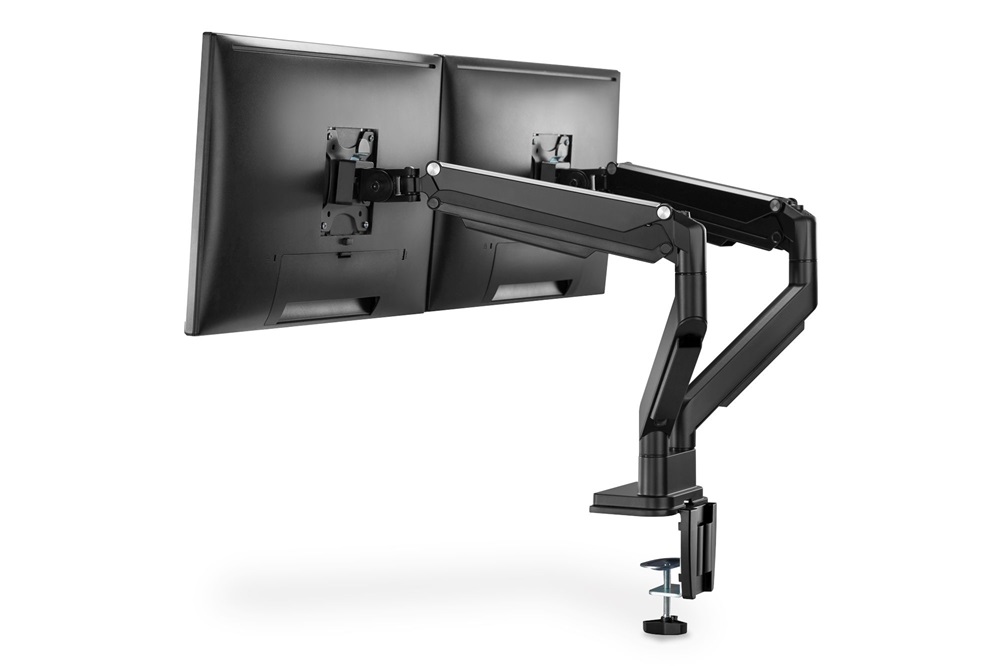 DIGITUS DA-90395 C-bilincses gázrugós univerzális (VESA 75 / 100) 2-es fekete monitor tartó konzol