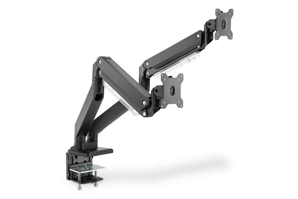 DIGITUS DA-90427 C-bilincses gázrugós univerzális (VESA 75 / 100) 2-es fekete monitor tartó konzol