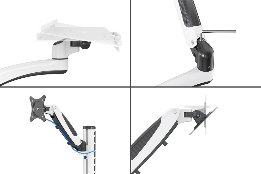 DIGITUS DA-90451 Univerzális falra szerelhető fehér/fekete munkaállomás