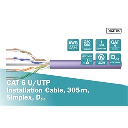 DIGITUS DK-1614-VH-D-5 Cat.6 U/UTP 250MHz Dca LSZH 500m dob lila dupla fali kábel