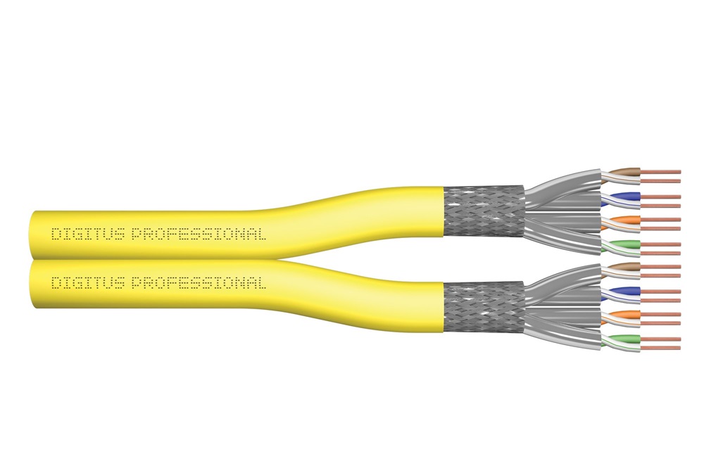 DIGITUS DK-1743-A-VH-D-1 Cat.7A S/FTP 1500MHz Dca LSZH 100m sárga dupla fali kábel