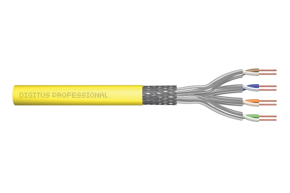 DIGITUS DK-1744-A-VH-10-P Cat.7A S/FTP CCA PVC 1500MHz LSZH 1000m dob sárga fali kábel