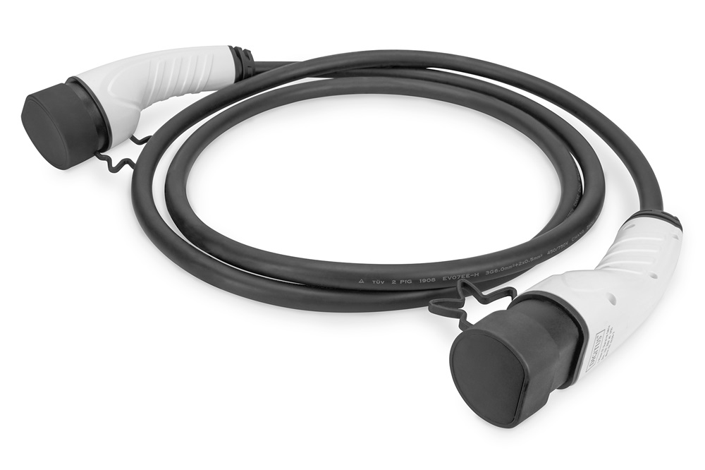 DIGITUS DK-1P32-050 Egyfázisú Type 2 to Type 2 230V 32A Elektromos autó töltőkábel 5m