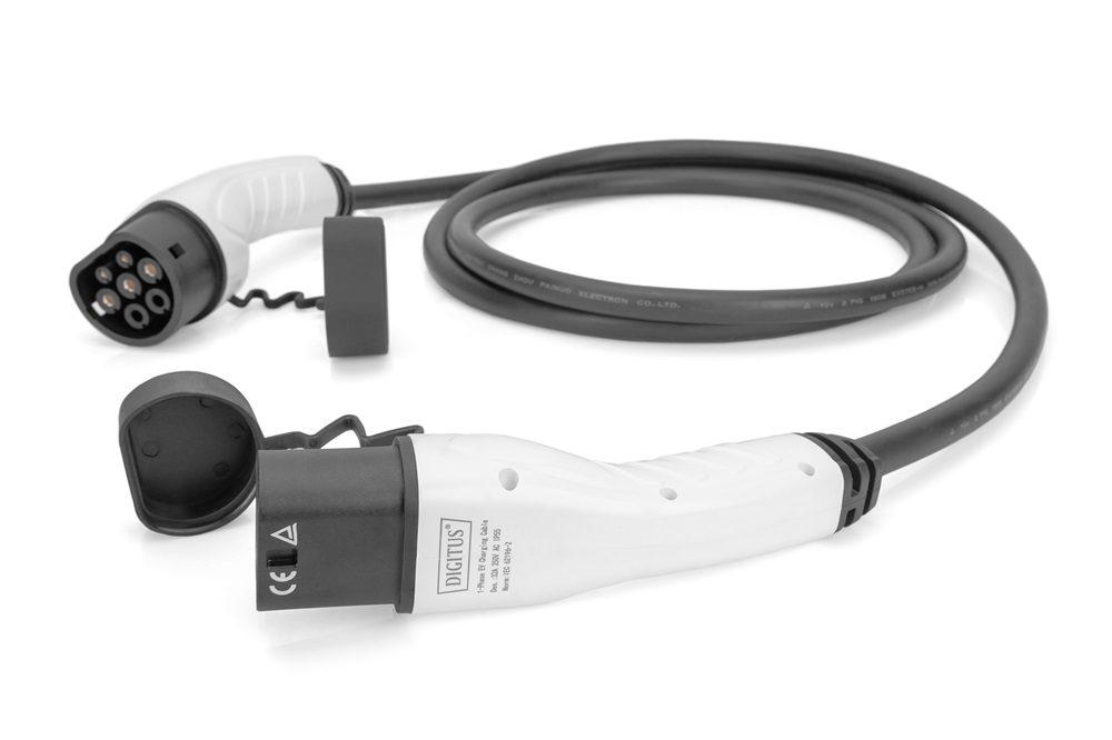 DIGITUS DK-1P32-100 Egyfázisú Type 2 to Type 2 230V 32A Elektromos autó töltőkábel 10m