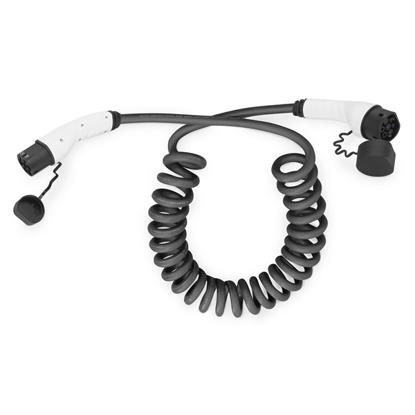 DIGITUS DK-1P32-S-100 Egyfázisú Type 2 to Type 2 230V 32A Elektromos autó spirál töltőkábel 10m