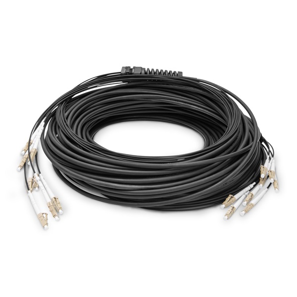 DIGITUS DK-24338U100BK-BBB 8 szálas 8x LC/UPC 50/125 multimodusú OM4 Dca kültéri/beltéri előszerelt optikai kábel 100m