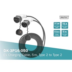DIGITUS DK-3P16-050 Háromfázisú Type 2 to Type 2 400V 16A Elektromos autó töltőkábel 5m