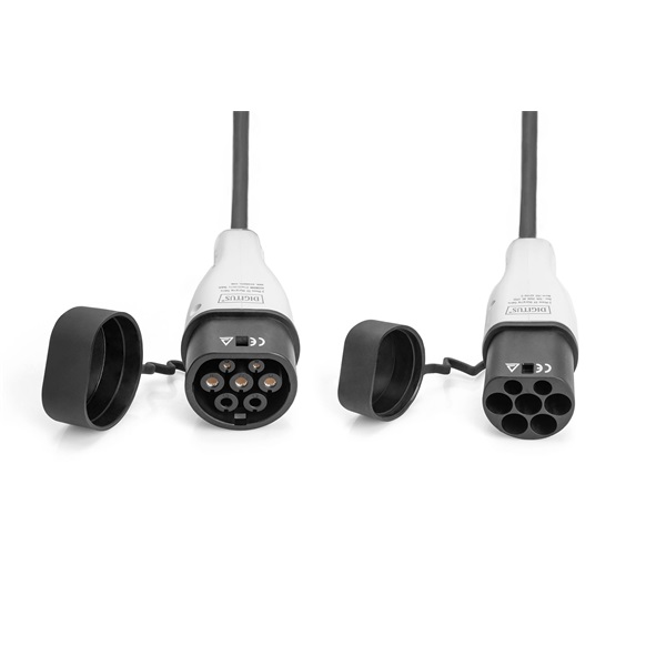 DIGITUS DK-3P32-S-050 Háromfázisú type 2 400V 32A Elektromos autó spirál töltőkábel 5m