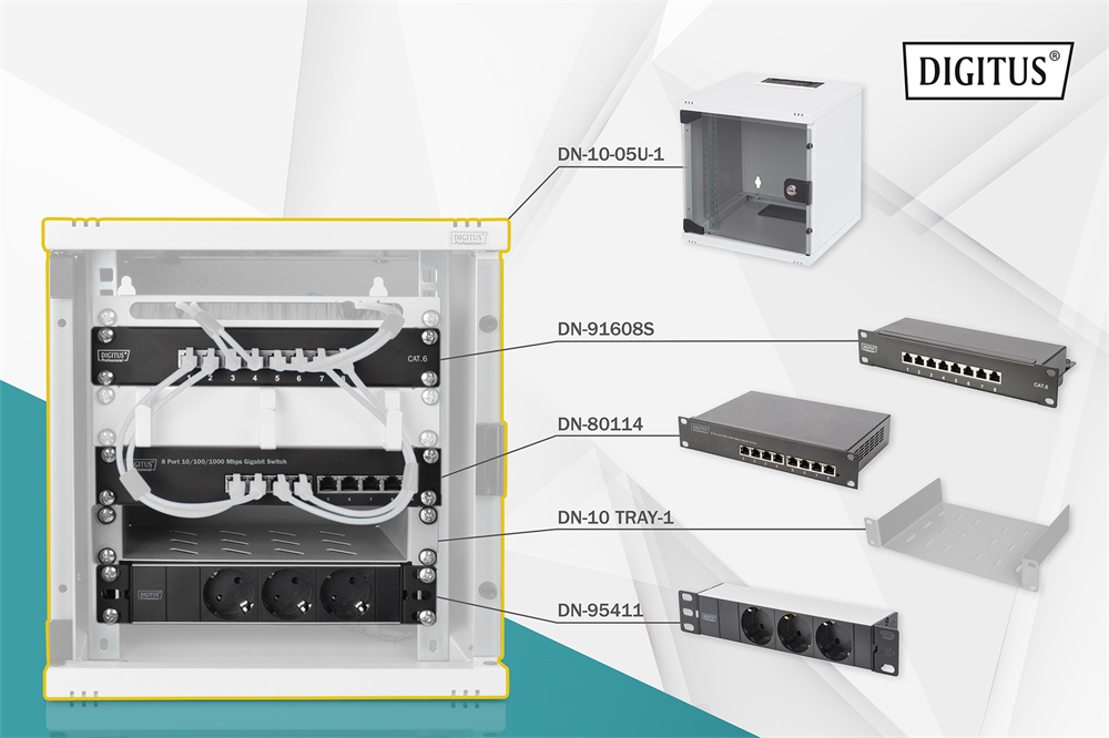 DIGITUS DN-10-SET-1 10" Komplett hálózati rack szekrény készlet