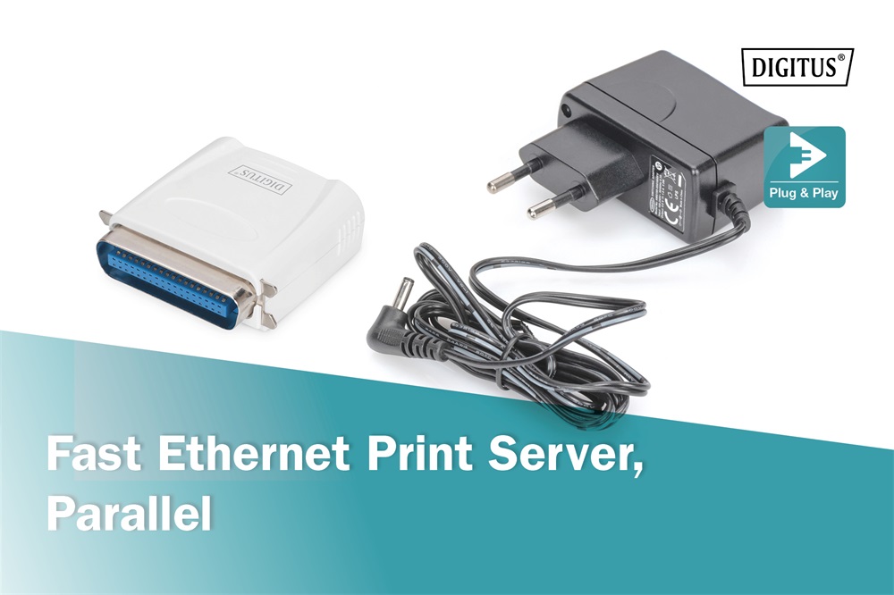 DIGITUS DN-13001-1 Fast Ethernet párhuzamos nyomtatószerver