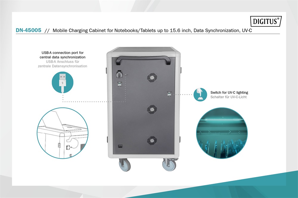 DIGITUS DN-45005 30 állomásos (max. 15,6") tablet és notebook töltőkocsi