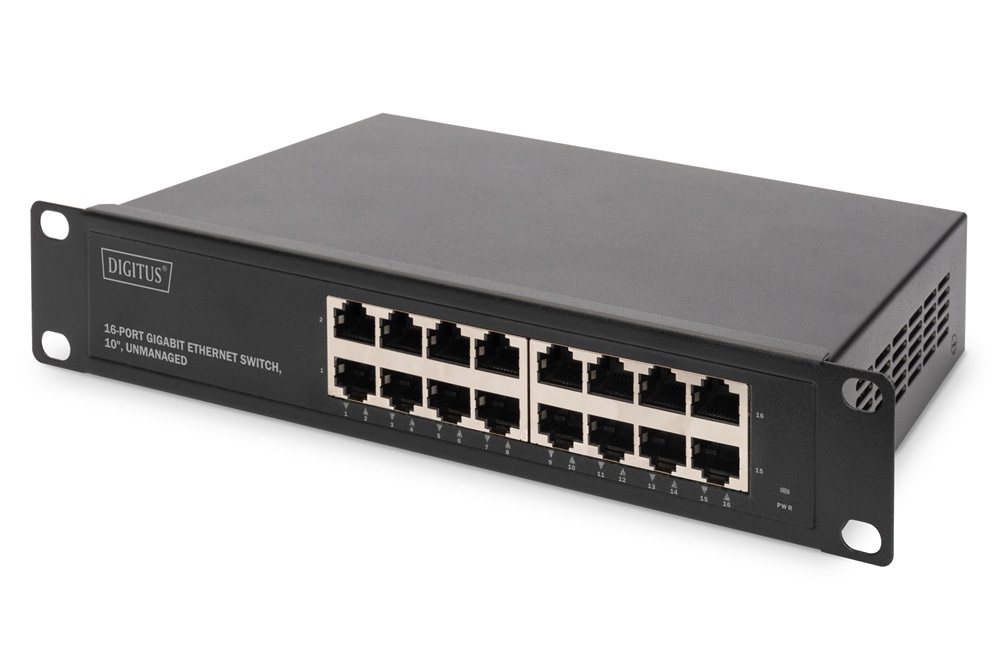DIGITUS DN-80115 10" 16x GbE Lan port nem menedzselhető Switch