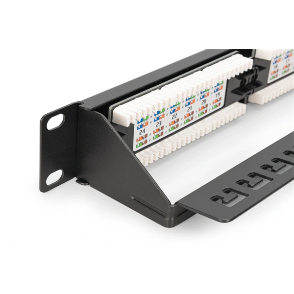 DIGITUS DN-91624U-CR 19" 1U 24port Cat.6 kompakt fekete árnyékolatlan Patch Panel