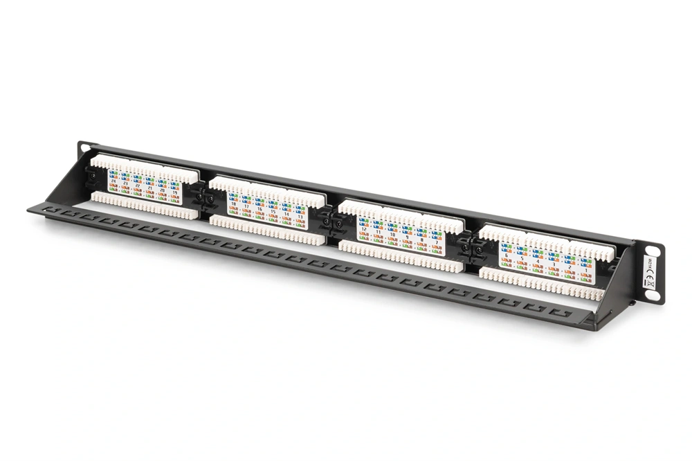 DIGITUS DN-91624U-CR 19" 1U 24port Cat.6 kompakt fekete árnyékolatlan Patch Panel