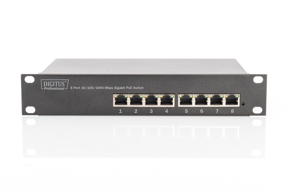 DIGITUS DN-95317 10" 8x GbE Lan Poe (80W) nem menedzselhető Switch