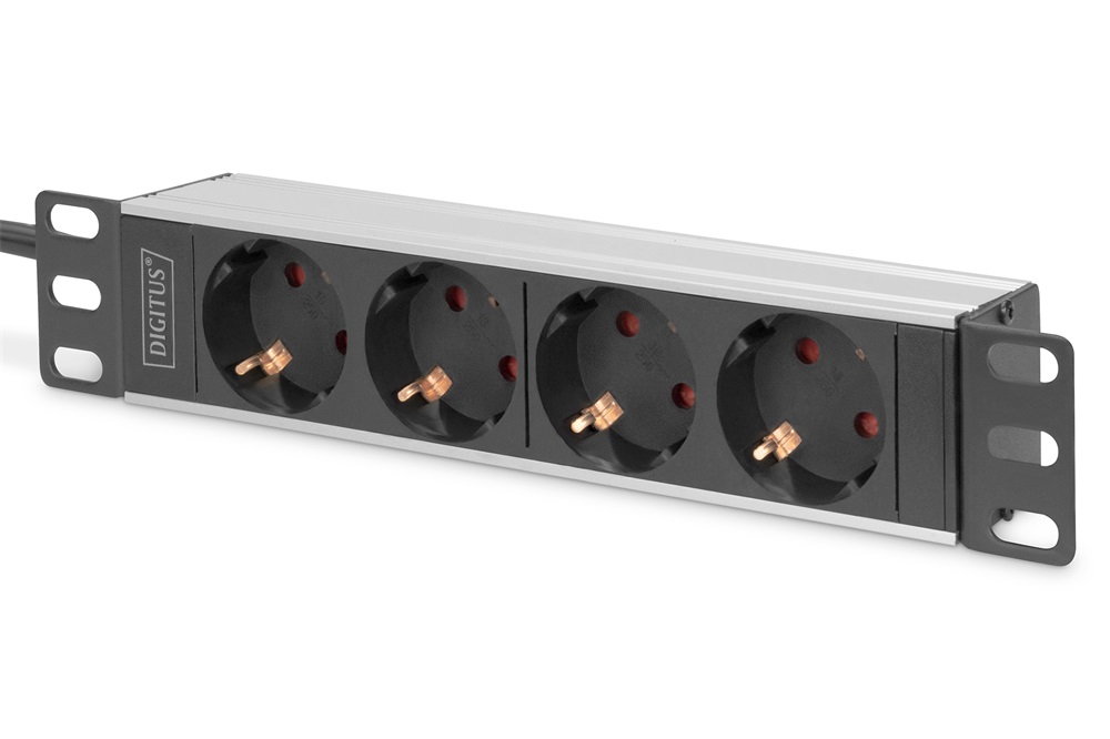 DIGITUS DN-95418 10" 1U hálózati elosztó 4 schuko aljzattal