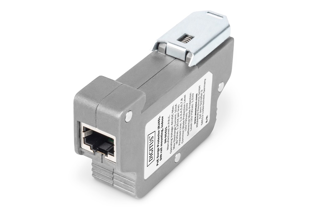 DIGITUS DN-95421 DIN sínes PoE túlfeszültségvédő RJ45 szürke