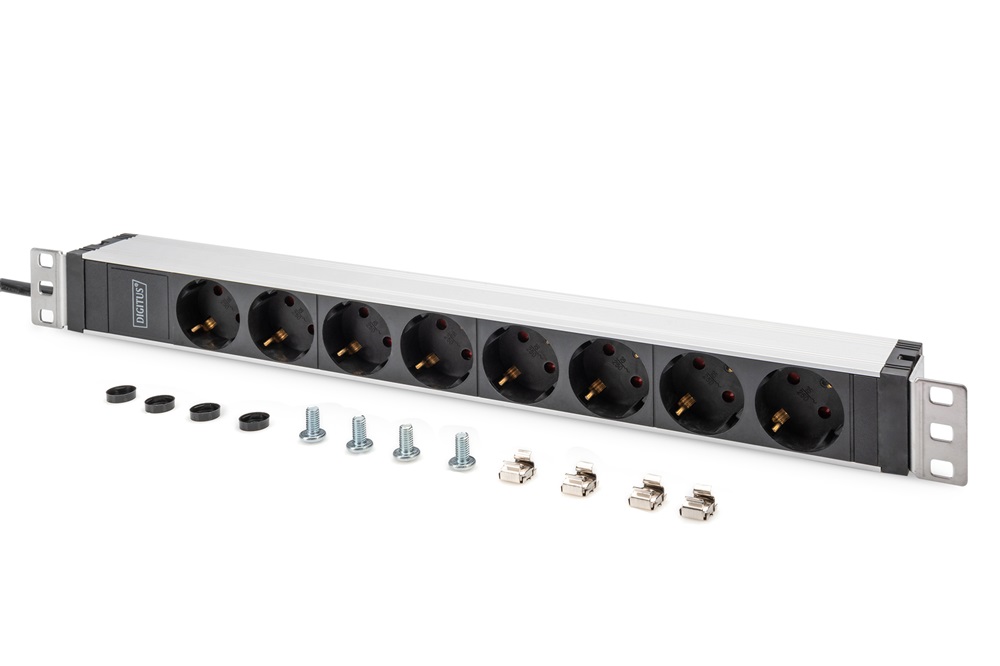 DIGITUS DN-95428 1U rack alu 8 schuko dugaljas C20-as tápcsatlakozós hálózati elosztó