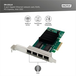 DIGITUS DN-10114 4 port PCI Express hálózati kártya Belső Gigabit Ethernet Intel I350
