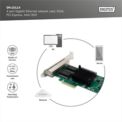 DIGITUS DN-10114 4 port PCI Express hálózati kártya Belső Gigabit Ethernet Intel I350
