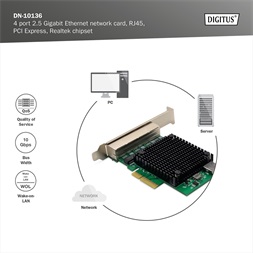 DIGITUS DN-10136 4 port PCI Express hálózati kártya Belső Ethernet 2.5 Gbit/s