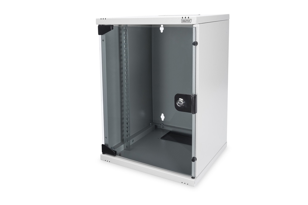DIGITUS 10" 9U 464x312x300mm üvegajtós szürke fali rack szekrény