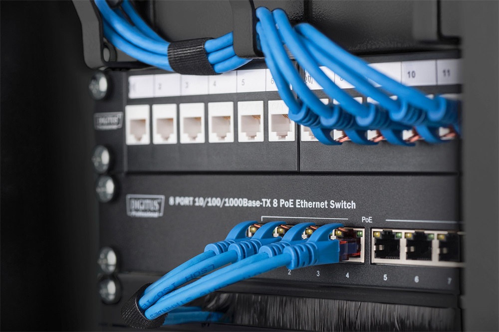 DIGITUS DN-10-ORG-1-2U-B 19" 1U fésűs fekete kábelbevezető