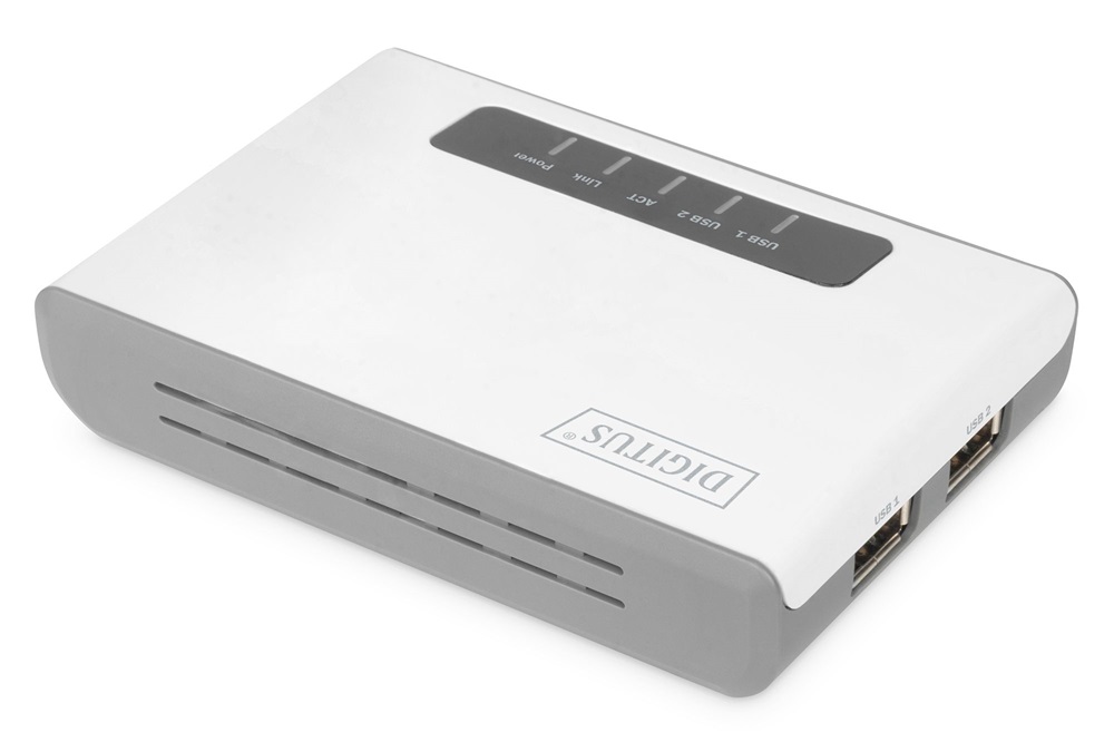 DIGITUS DN-13024 2 port USB 2.0 vezeték nélküli többfunkciós nyomtatószerver