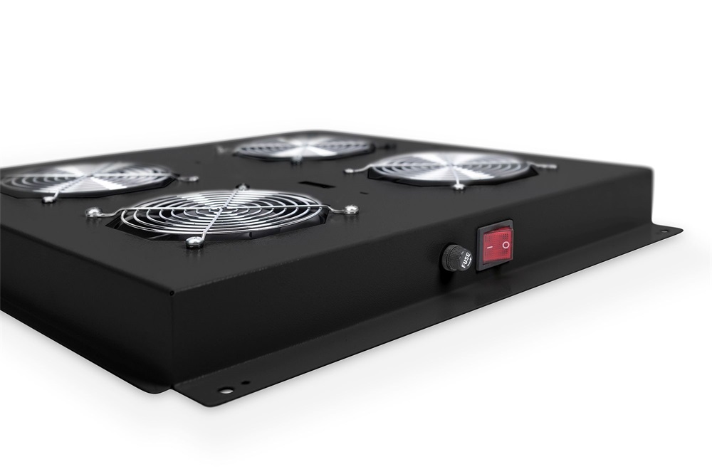 DIGITUS DN-19 FAN-2-B-N 2-es termosztátos fekete tetőventilátor Unique/Dynamic Basic rackszekrényhez