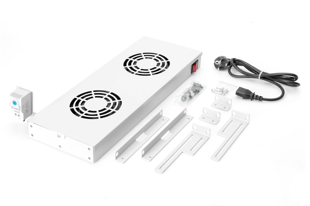 DIGITUS DN-19 FAN-2-HO 2-es termosztátos szürke tető/fiók ventilátor
