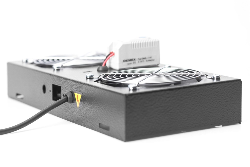 DIGITUS DN-19 FAN-2-WM-T-SW 2-es termosztátos fekete tetőventilátor Unique/Dynamic/SOHO rackszekrényhez
