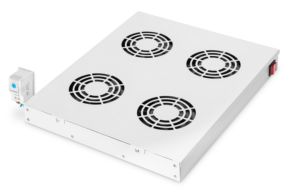 DIGITUS DN-19 FAN-4-HO 4-es termosztátos szürke fiók/tető ventilátor