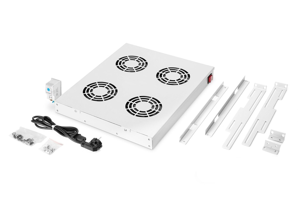 DIGITUS DN-19 FAN-4-HO 4-es termosztátos szürke fiók/tető ventilátor