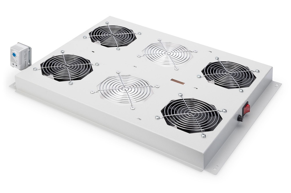 DIGITUS DN-19 FAN-4-SRV 4-es termosztátos szürke tetőventilátor Unique szerverszekrényhez