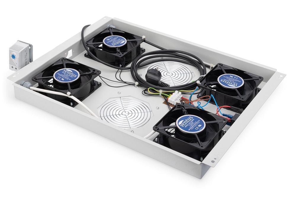 DIGITUS DN-19 FAN-4-SRV 4-es termosztátos szürke tetőventilátor Unique szerverszekrényhez