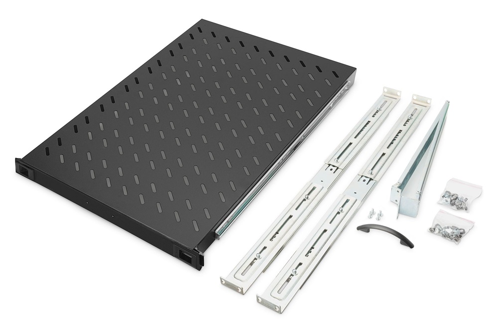 DIGITUS DN-19 TRAY-2-1000SW 19" 1U 720mm mély 100kg fekete fix polc