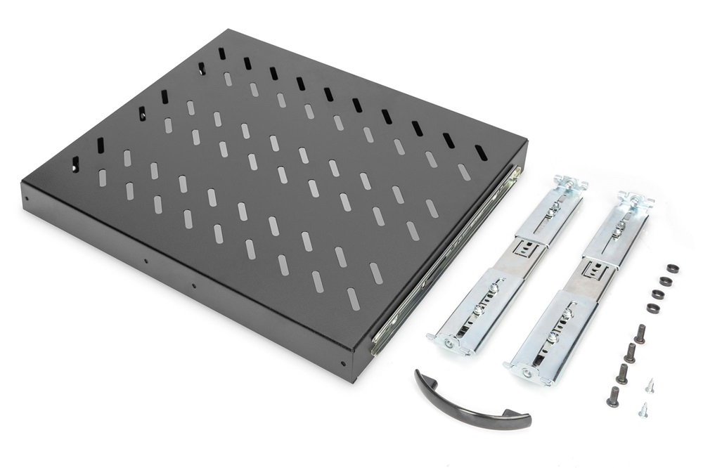 DIGITUS DN-19 TRAY-2-600-SW 19" 1U 345mm mély 25kg fekete kihúzható polc