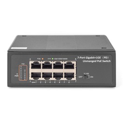 DIGITUS DN-651113 7x GbE Lan port 1x PD Lan port PoE 30W nem menedzselhető ipari switch