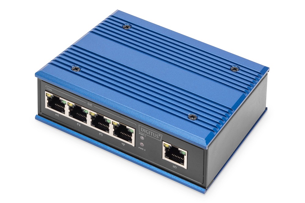 DIGITUS DN-651118 4x GbE Lan port 1x uplink port nem menedzselhető ipari switch