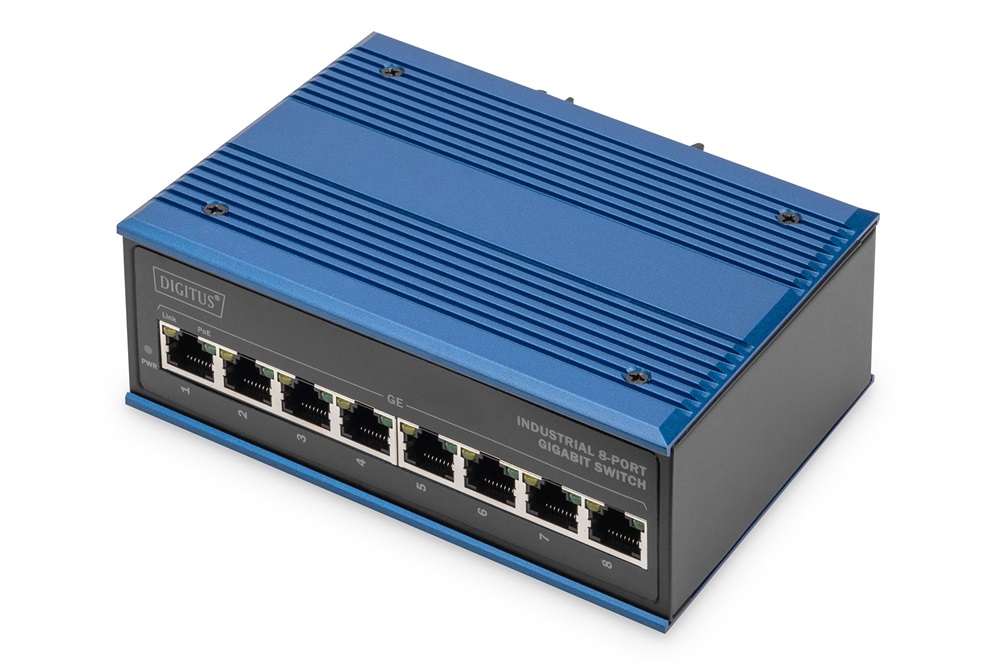 DIGITUS DN-651121 8x GbE Lan port PoE 240W nem menedzselhető ipari switch