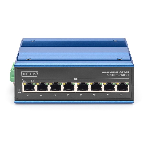 DIGITUS DN-651121 8x GbE Lan port PoE 240W nem menedzselhető ipari switch
