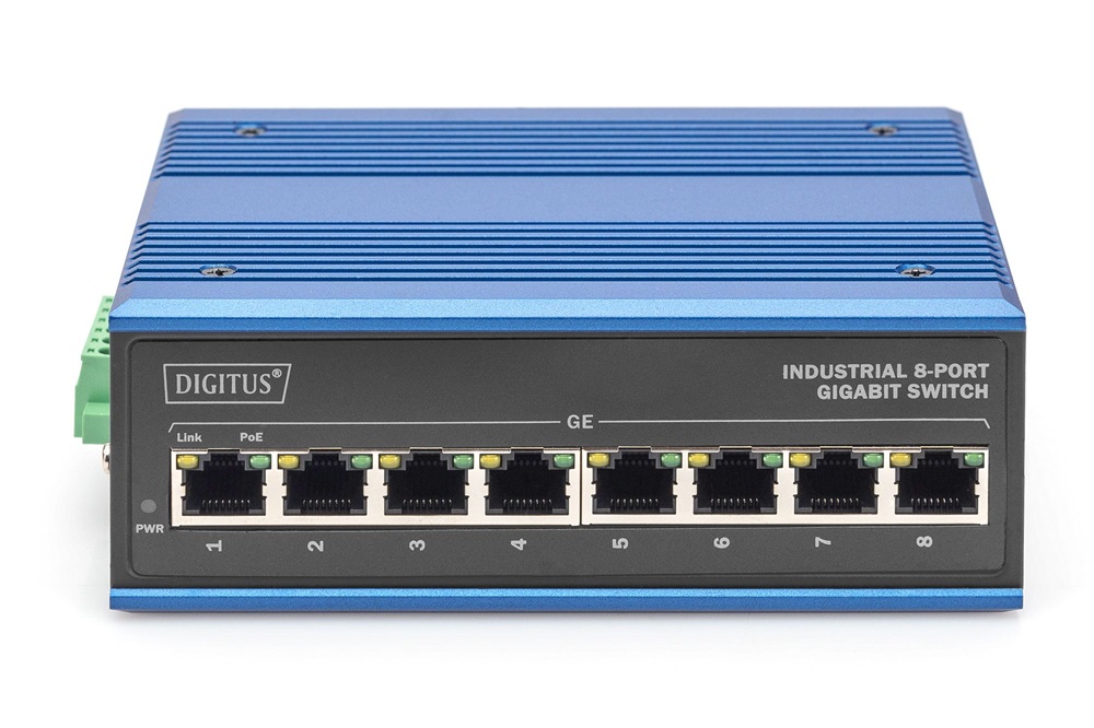DIGITUS DN-651121 8x GbE Lan port PoE 240W nem menedzselhető ipari switch