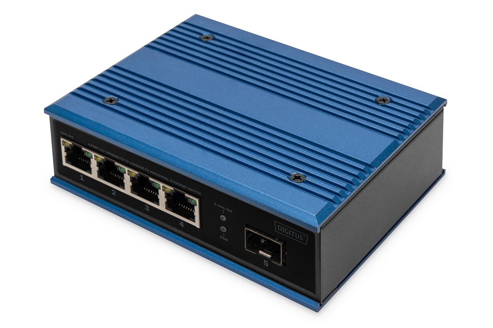 DIGITUS DN-651130 4x 10/100Mbps FE Lan port 1x SFP port nem menedzselhető ipari switch