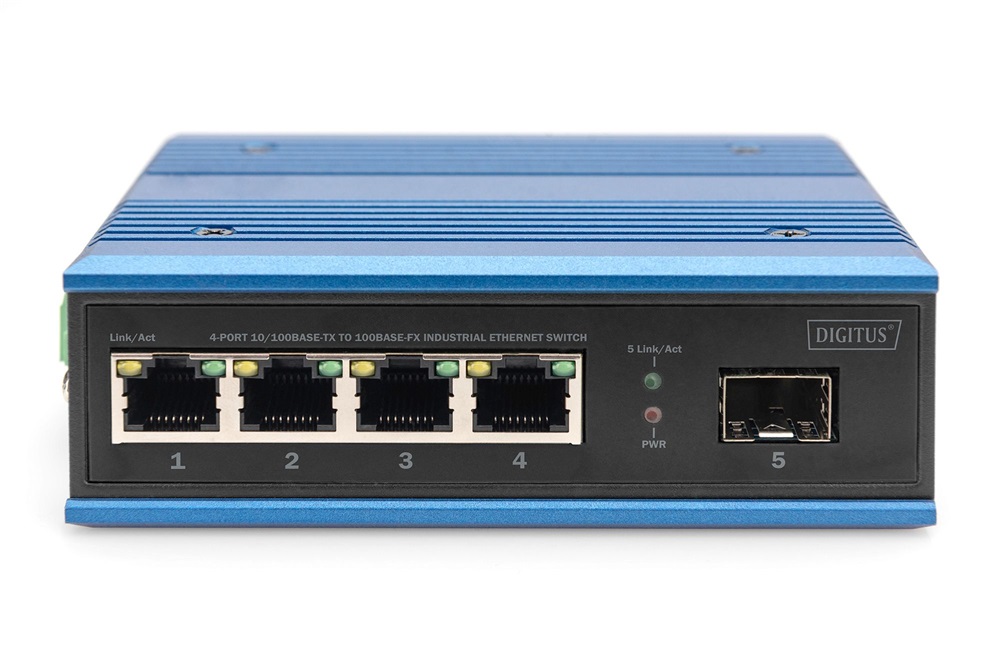 DIGITUS DN-651130 4x 10/100Mbps FE Lan port 1x SFP port nem menedzselhető ipari switch